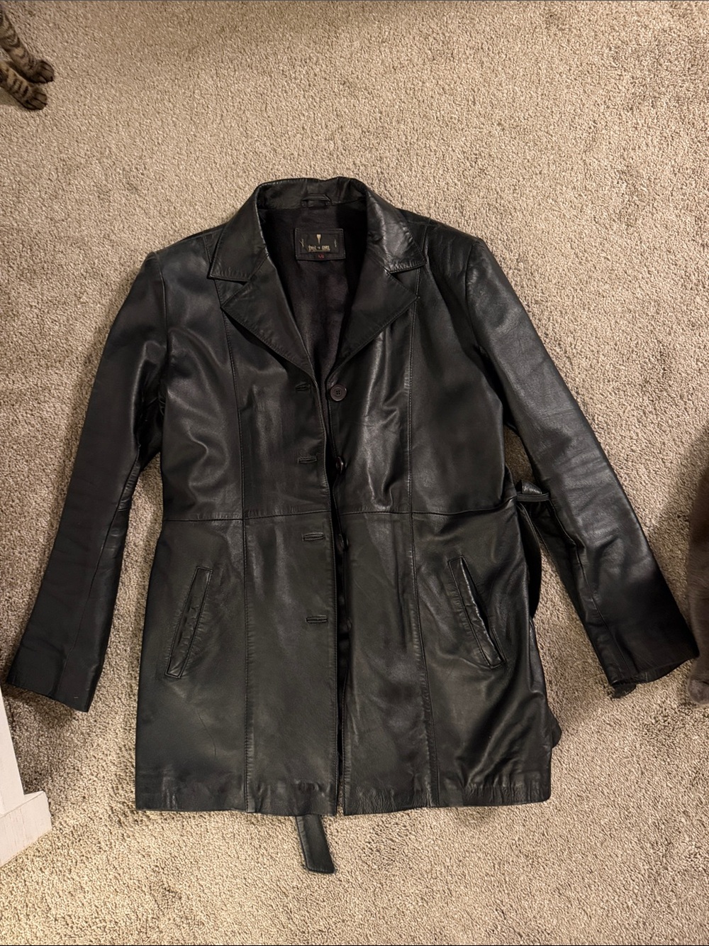 Vintage Black Leather Women's Coat - Classic Tailored